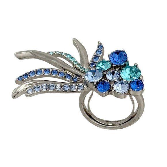 Oscar de la Renta Blue Comet Ring in Silvertone with...
